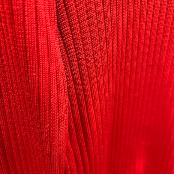 Escada Vibrant Red V-Neck Ribbed Sweater - Picture 6 of 8